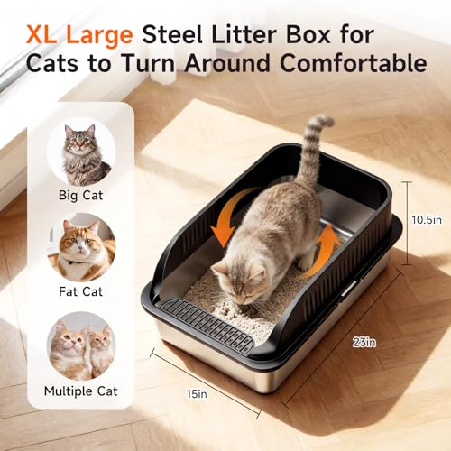 Stainless Steel Litter Box (BLACK-1 XL)