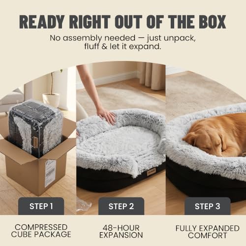 Fluffy Orthopedic Dog Beds Large Sized Dog (Gray / L(43", UP to 90lbs))