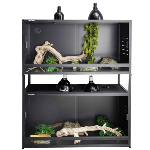 Stackable PVC Reptile Enclosures 44 Gallon ToxiRium Large Reptile 40''x16''x16 Space efficient Tank for Bearded Dragon Lizard Snake (Two 40x16x16''-44 Gallon with Kit)