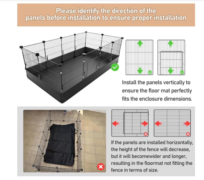 Guinea Pig Cage with Waterproof PVC Bottom Liner & One (12 Panels / Black)