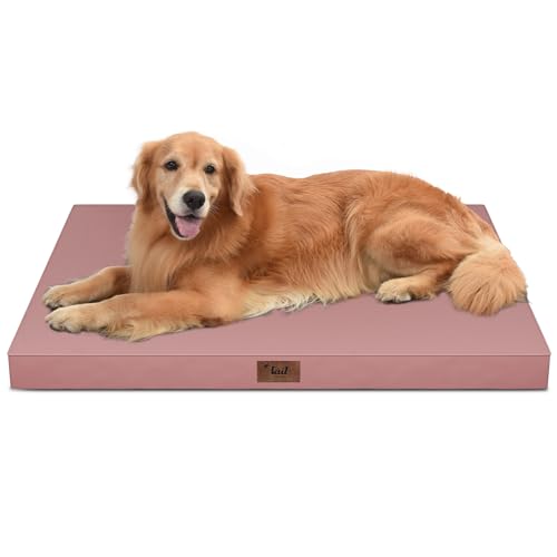 Waterproof Orthopedic Outdoor Dog Bed XL for Extra Large Dogs (Pink / 44.0"L x 32.0"W x 3.5"Th)