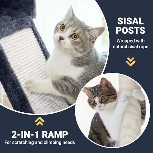 82 Inches Large Cat Tree (82 in / Smoky Grey)