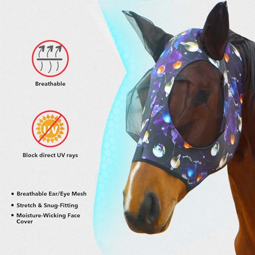 Super Comfort Stretchy Fly Mask Large Eye Space with UV Protection Soft on Skin with Breathability Star Large (Full (Large) / Star)