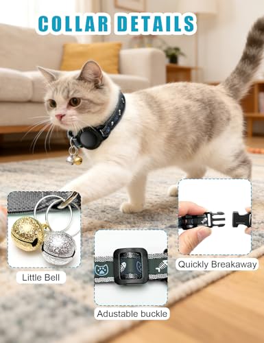 GPS Cat Tracker Collar No Subscription (Black / 1 PACK)