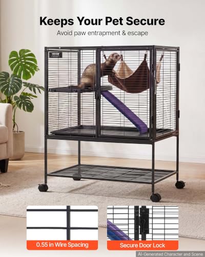 Metal Small Animal Cage 36.22"H 2 (30.3"L x 20.5"W x 36.2"H)