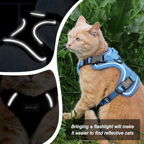 Cat Harness Cat Car Harness and Leash for Walking (Blue / Medium)