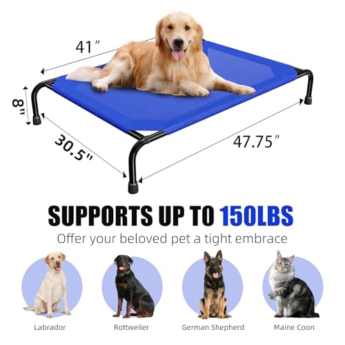 Raised Dog Bed for Large Dogs (47.75"L x 30.5"W x 8"Th / Blue)