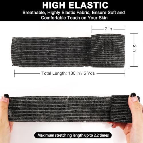 24 Pack Self Adhesive Bandage Wrap (Black / 2 Inch)