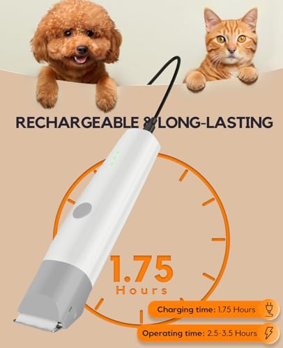 4 in 1 Rechargeable Dog Clippers Grooming Kit with 2 Speeds and Low Noise (Gray)