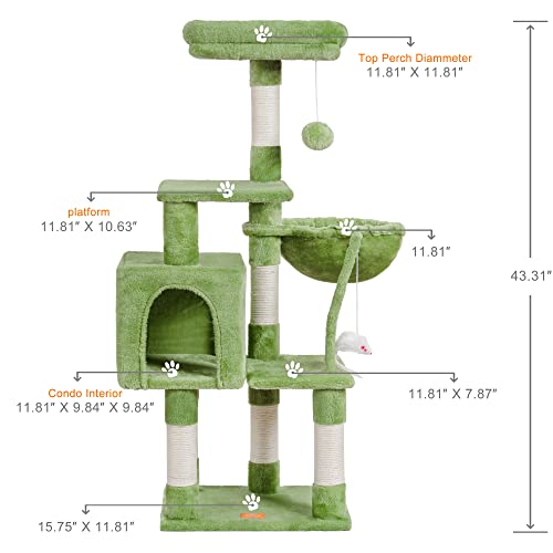 Cat Tree with Toy (Green / 43.3 inch)