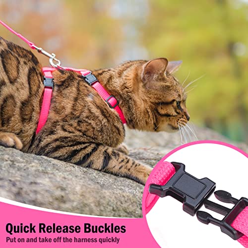 Adjustable Cat Harness and Leash Set Escape Proof Kitten Strap Collar for Walking Travel (Small / Hot Pink)