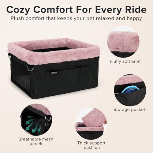 Deluxe Dog Booster Seat with Sturdy Metal Frame and Safety Leash for Small Pets up to 20 lbs (Pink)