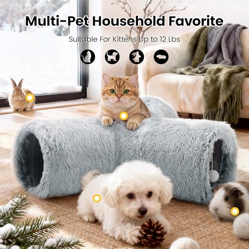 Plush Cat Tunnel (Light Grey / Small)