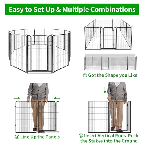 Dog Playpen Outdoor Extra Wide 12 Panels Heavy Duty Dog Fence 47" (32"W x 47"H)