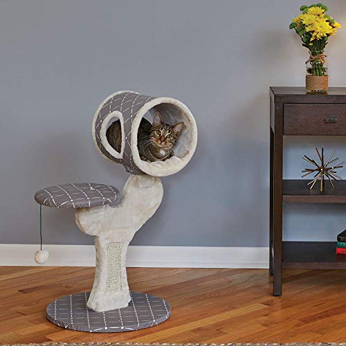 Salvador Cat Tree with Built (Salvador Cat Furniture, Mushroom Diamond Pattern)