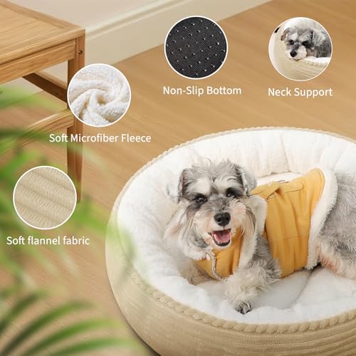 23in Camel Round Dog Bed Sofa for Dogs Cats (Camel / Medium)