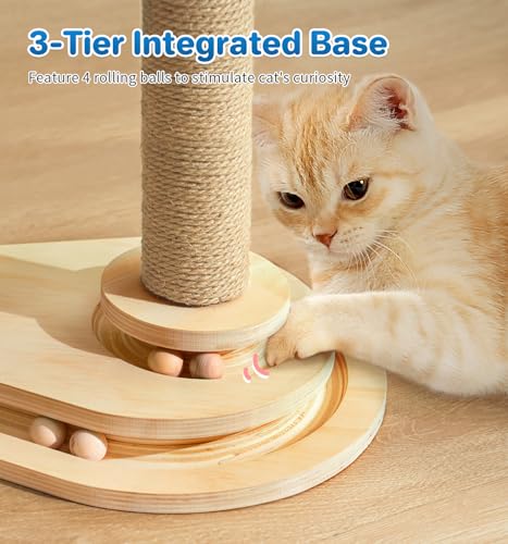 Made4Pets Kitten Toy Scratching Post with Self Groomer for Indoor Cats (17.5"H)