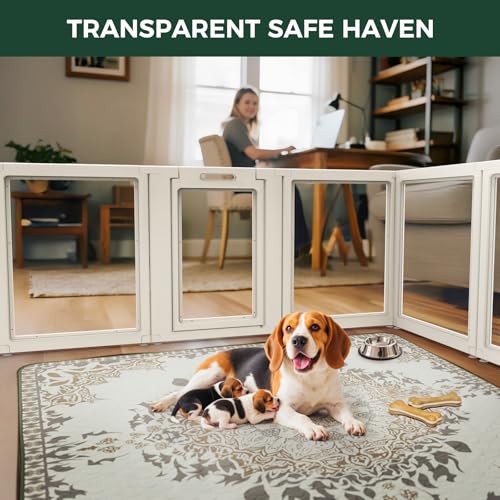 AuraSpace Acrylic Dog Playpen System with Lick Mat (White / 35"H)