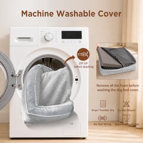 Waterproof Orthopedic Dog Bed for Medium Size Dog (30.0"L x 20.0"W x 7.0"Th / Grey White)