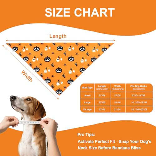 Halloween Dog Bandana for Medium Dogs (Halloween - Orange / Large)