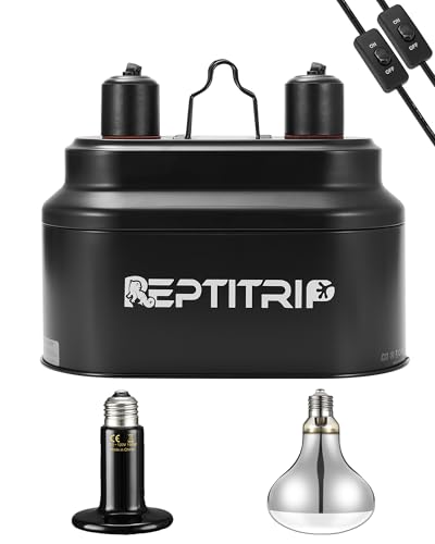 Dual Reptile Light Fixture with 100W Full Spectrum UVA UVB Light Bulb & 100W Nighttime Ceramic Heat Emitter (ST4)