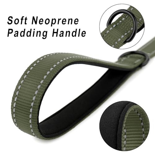 Short Dog Leash with Padded Handle for Medium Large Dogs (Ranger Green / 18 Inch (Pack of 1))