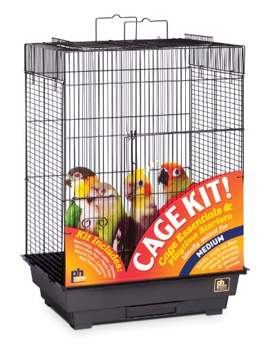 Square Roof Bird Cage Kit Ideal for Small Birds (Black)