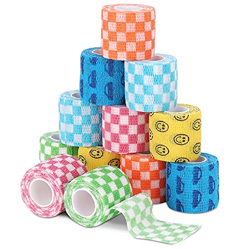 Vet Wrap Self Adhering Bandage Wrap Cohesive Bandage Multi (Mixed-2 12 Rolls)