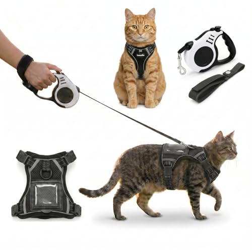 Escape Proof Cat Harness and Leash Set (Black / M)