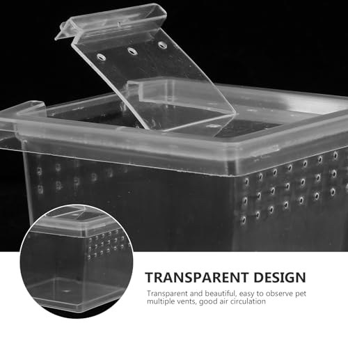 Clear Plastic Insect Feeding Box Small Critter Keeper Portable Mini Terrarium Cage 2.76X2.76X1.77In Ideal for Reptiles Amphibians and Small Animals