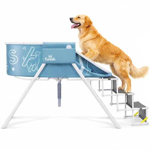 Foldable Dog Washing Station for Large Dogs with Stairs