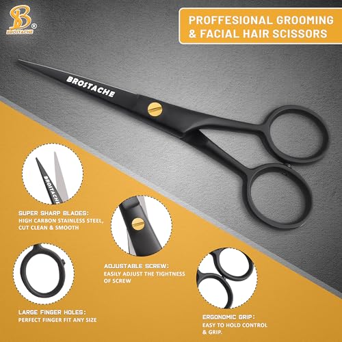 5” Professional Beard and Mustache Scissors (Black)