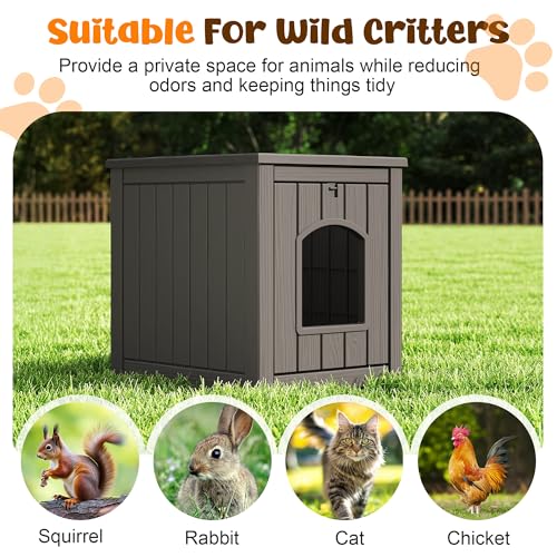 Outdoor & Indoor Dog House for Weatherproof and Stylish Furniture (Deep Grey / 17.7" L × 22.8" W × 21.7" H)