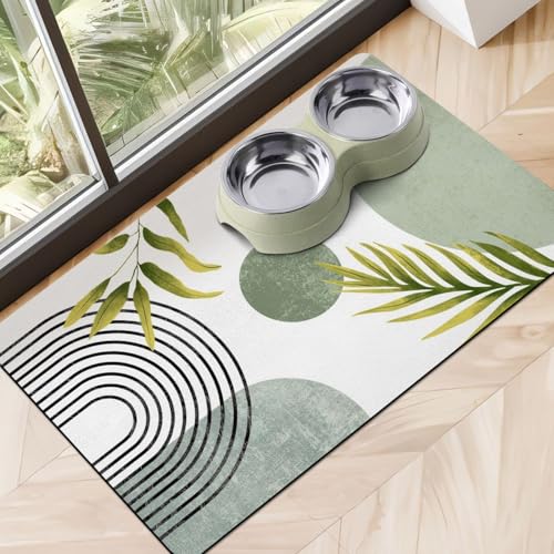 Dog Food Mats for Floors (Boho Green / M(16"×24"))