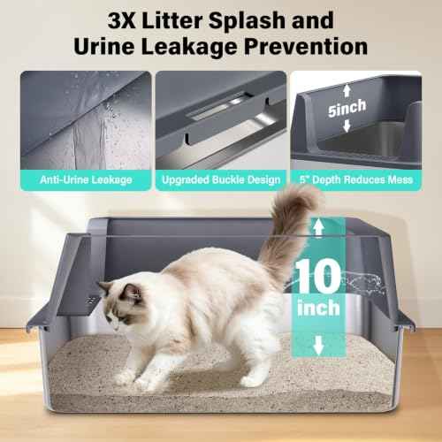 Stainless Steel Litter Box (XL-Dark Gray:23"x14.6"x10")
