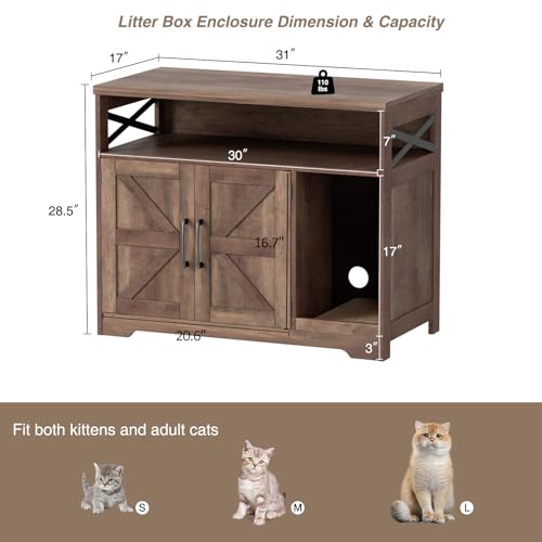 Cat Litter Box Enclosure (Retro Brown / 31"L x 17"W x 28.5"H)