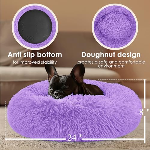 Dogs Bed for Small Dogs (Purple / 24.0"L x 24.0"W x 8.0"Th)