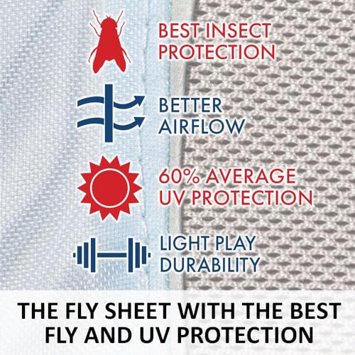 Adjusta Fit Mosquito Mesh Hybrid II Horse Fly Sheets (Horse Size 72 / V-Free Surcingle / Blue)