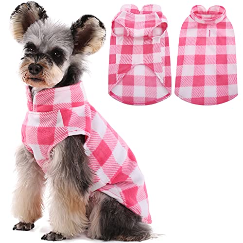 Dog Fleece Vest (Pink Plaid / Large (Chest Girth: 20.9'' ))