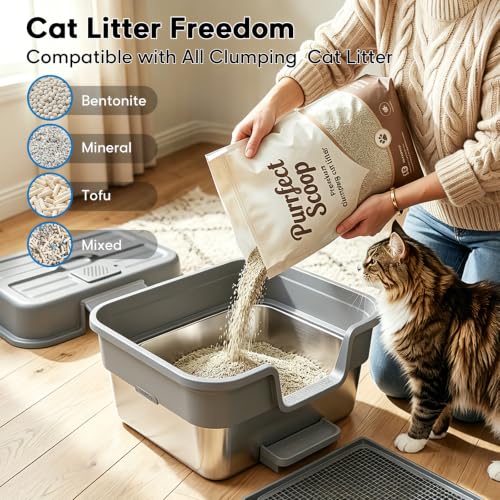 Stainless Steel Cat Litter Box with Lid (Slate)