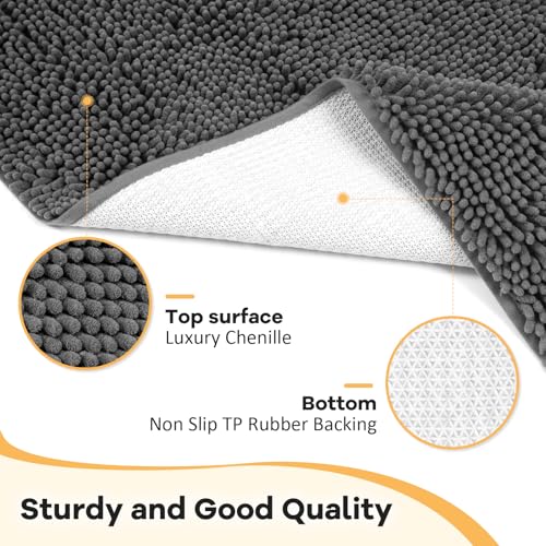 Absorbent Dog Door Mat for Muddy Paws (48"L x 30"W x 1" Th / Dark Grey)