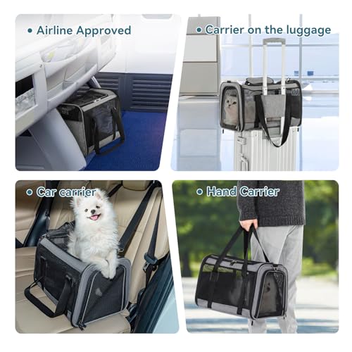 Cat Carrier Dog Carriers Airline Approved (18.0"L x 11.0"W x 11.0"H / Z-Gray)