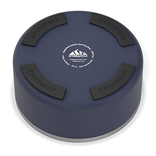 Dog Bowl, Non-Slip Stainless Steel Water and Food Dish, 8 Cup (Navy) (Navy / 8 Cup)