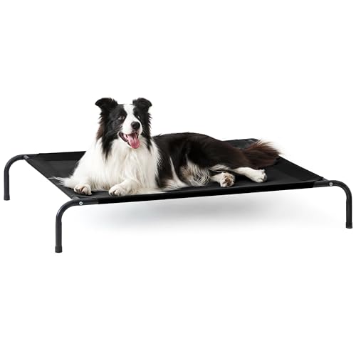 Elevated Cooling Dog Bed for Large Dogs (Black / 48" X 35.5" X 8")