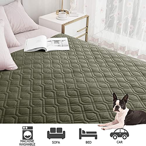 Waterproof Dog Bed Cover Pet Blanket for Furniture Bed Couch Sofa Reversible (68x82 Inch (Pack of 1) / Green+navy Blue)