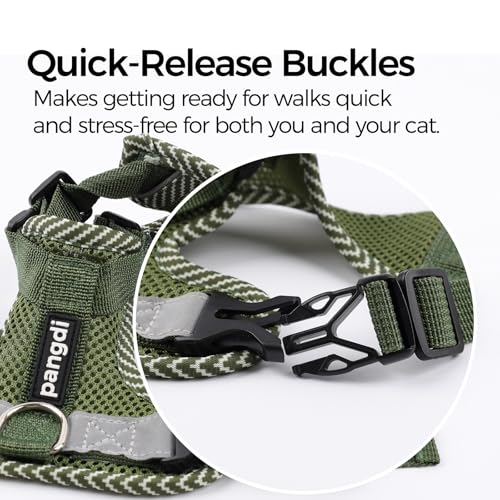Cat Harness and Leash Set (Dark Green / X-Large)