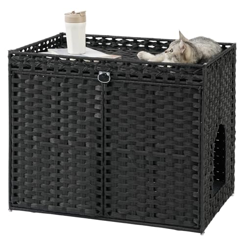 Cat Litter Box Enclosure Furniture (Black)