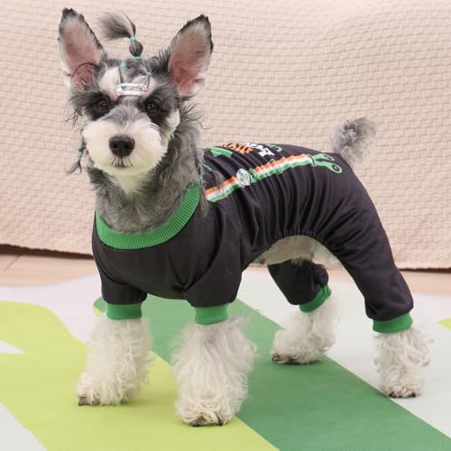 Dog Pajamas St.Patrick's Day Puppy Onesies Small Dogs Soft Pjs Coat Cat Apparel Comfy Pet Clothes Outfit Doggie Bodysuit (X-Large / Mom's lucky charm)