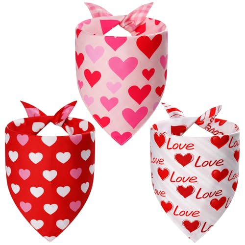 Valentines Dog Bandanas Large 3PCS (Valentines-26 / Large)