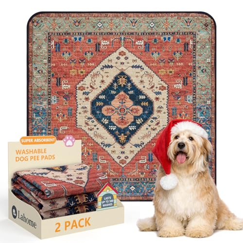 Super Absorbent & Leakproof Washable Dog Pee Pads (Red / 2FT x 2FT (Pack of 2))